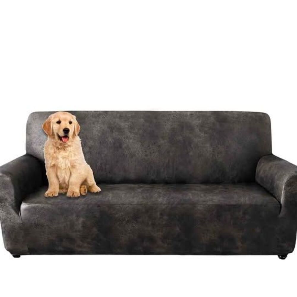 SLIPCOVER for single sofa 1-piece leather like material- dark camel color